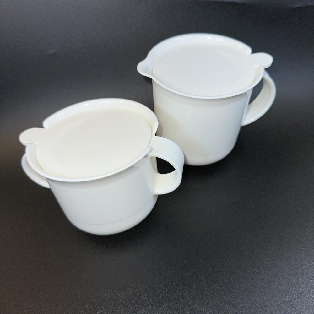 Vintage TUPPERWARE Sugar Bowl & Cream Creamer Set White 1990 2309A & 2310A NOS